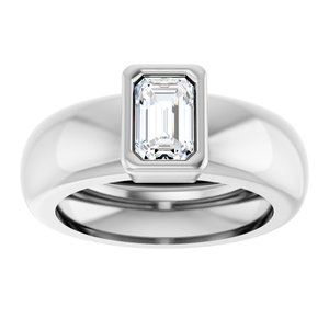 14K White Gold 6x4 mm Emerald Bezel-Set Lightweight Ring Mounting – image 5