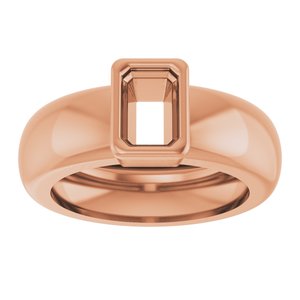 14K Rose Gold 6x4 mm Emerald Bezel-Set Lightweight Ring Mounting – image 6