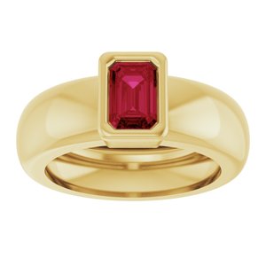 14K Yellow Gold Lab-Grown Ruby Lightweight Ring – image 3