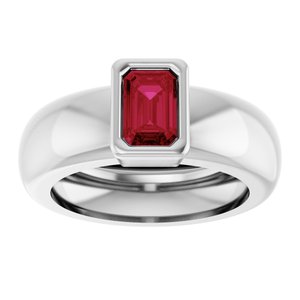 14K White Gold Lab-Grown Ruby Lightweight Ring – image 3