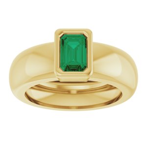14K Yellow Gold Lab-Grown Emerald Lightweight Ring – image 3