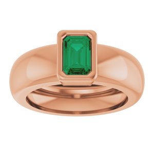14K Rose Gold Lab-Grown Emerald Lightweight Ring – image 3