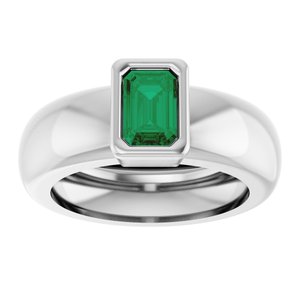 14K White Gold Lab-Grown Emerald Lightweight Ring – image 3