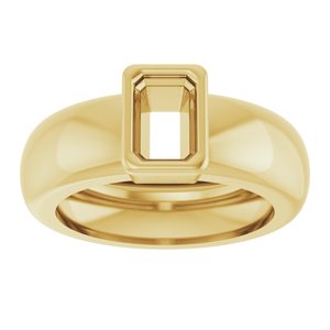 14K Yellow Gold 6x4 mm Emerald Bezel-Set Lightweight Ring Mounting – image 6