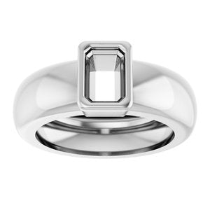 14K White Gold 6x4 mm Emerald Bezel-Set Lightweight Ring Mounting – image 6