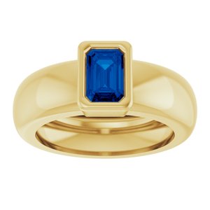 14K Yellow Gold Lab-Grown Blue Sapphire Lightweight Ring – image 3