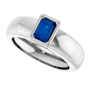 14K White Gold Lab-Grown Blue Sapphire Lightweight Ring – image 5