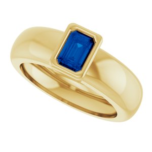14K Yellow Gold Lab-Grown Blue Sapphire Lightweight Ring – image 5