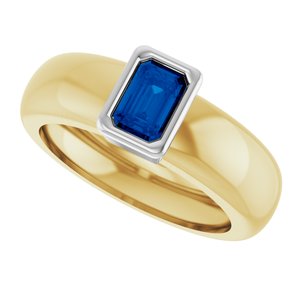14K Yellow/White Gold Lab-Grown Blue Sapphire Lightweight Ring – image 5