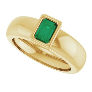14K Yellow Gold Lab-Grown Emerald Lightweight Ring – image 5
