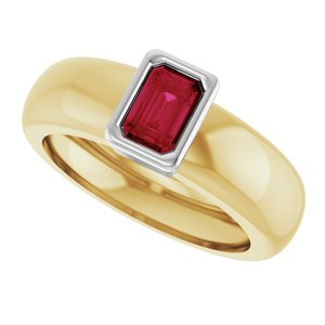 14K Yellow/White Gold Lab-Grown Ruby Lightweight Ring – image 5