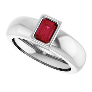 14K White Gold Lab-Grown Ruby Lightweight Ring – image 5