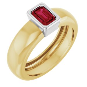 14K Yellow/White Gold Lab-Grown Ruby Lightweight Ring