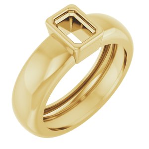 14K Yellow Gold 6x4 mm Emerald Bezel-Set Lightweight Ring Mounting – image 2