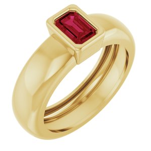 14K Yellow Gold Lab-Grown Ruby Lightweight Ring