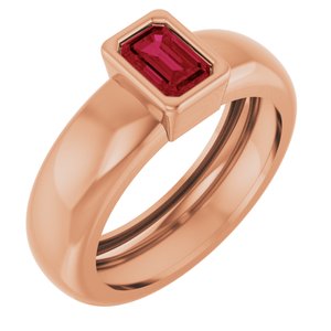 14K Rose Gold Lab-Grown Ruby Lightweight Ring