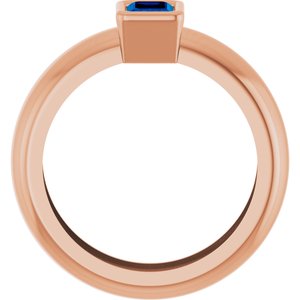 14K Rose Gold Lab-Grown Blue Sapphire Lightweight Ring – image 2