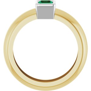 14K Yellow/White Gold Lab-Grown Emerald Lightweight Ring – image 2