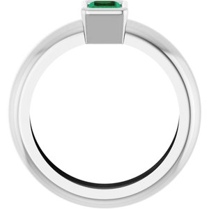 14K White Gold Lab-Grown Emerald Lightweight Ring – image 2