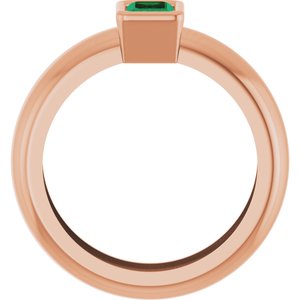 14K Rose Gold Lab-Grown Emerald Lightweight Ring – image 2