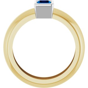 14K Yellow/White Gold Lab-Grown Blue Sapphire Lightweight Ring – image 2