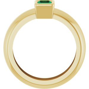 14K Yellow Gold Lab-Grown Emerald Lightweight Ring – image 2
