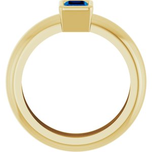 14K Yellow Gold Lab-Grown Blue Sapphire Lightweight Ring – image 2