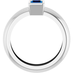 14K White Gold Lab-Grown Blue Sapphire Lightweight Ring – image 2