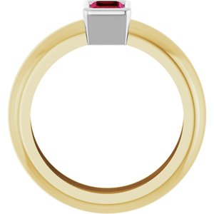 14K Yellow/White Gold Lab-Grown Ruby Lightweight Ring – image 2