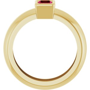 14K Yellow Gold Lab-Grown Ruby Lightweight Ring – image 2