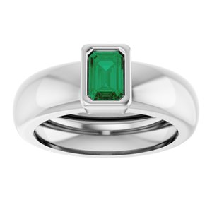 14K White Gold Lab-Grown Emerald Lightweight Ring – image 3