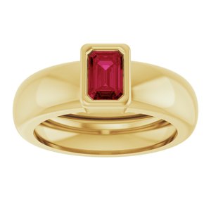 14K Yellow Gold Lab-Grown Ruby Lightweight Ring – image 3