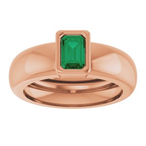 14K Rose Gold Lab-Grown Emerald Lightweight Ring – image 3