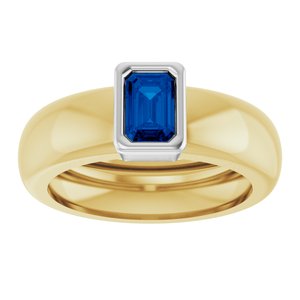 14K Yellow/White Gold Lab-Grown Blue Sapphire Lightweight Ring – image 3
