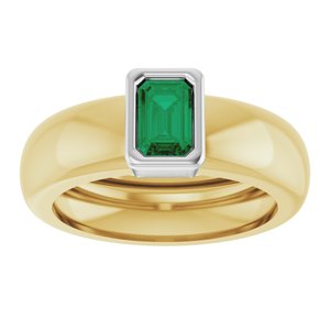 14K Yellow/White Gold Lab-Grown Emerald Lightweight Ring – image 3
