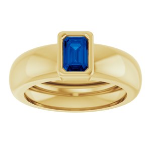 14K Yellow Gold Lab-Grown Blue Sapphire Lightweight Ring – image 3