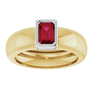 14K Yellow/White Gold Lab-Grown Ruby Lightweight Ring – image 3