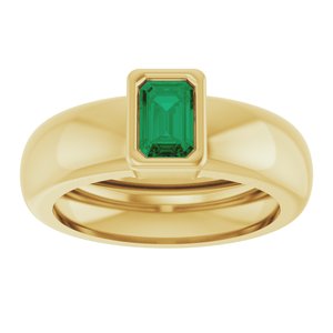 14K Yellow Gold Lab-Grown Emerald Lightweight Ring – image 3