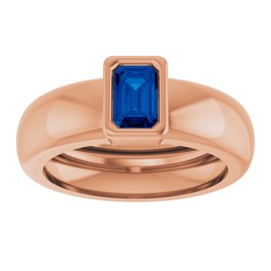14K Rose Gold Lab-Grown Blue Sapphire Lightweight Ring – image 3