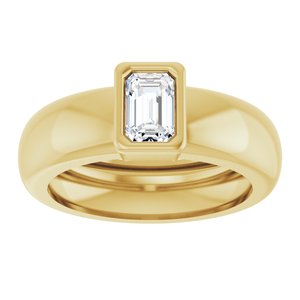 14K Yellow Gold 6x4 mm Emerald Bezel-Set Lightweight Ring Mounting – image 5