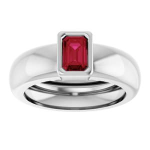 14K White Gold Lab-Grown Ruby Lightweight Ring – image 3