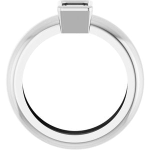 14K White Gold 6x4 mm Emerald Bezel-Set Lightweight Ring Mounting – image 4