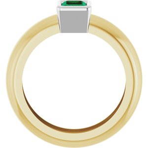 14K Yellow/White Gold Lab-Grown Emerald Lightweight Ring – image 2