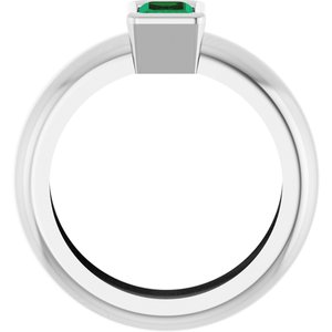 14K White Gold Lab-Grown Emerald Lightweight Ring – image 2