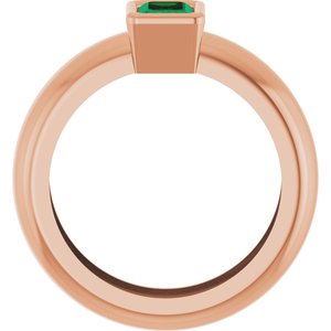 14K Rose Gold Lab-Grown Emerald Lightweight Ring – image 2