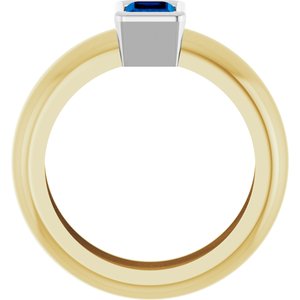 14K Yellow/White Gold Lab-Grown Blue Sapphire Lightweight Ring – image 2