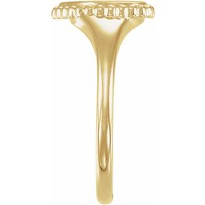14K Yellow Gold Engravable Beaded Heart Ring – image 3