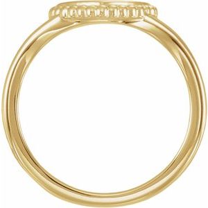 10K Yellow Gold Engravable Beaded Heart Ring – image 2