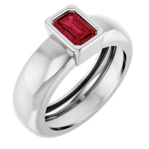 14K White Gold Lab-Grown Ruby Lightweight Ring