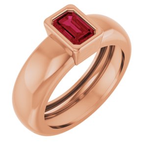 14K Rose Gold Lab-Grown Ruby Lightweight Ring